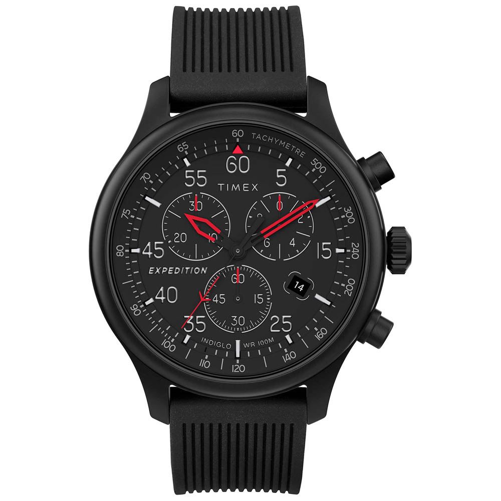 Reloj Timex Expedition Field TW4B207009J Fecha Cronómetro Luz de Fondo Indiglo Correa de Silicona Negro